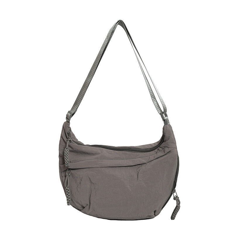 Nylon Dumpling Shoulder Bag - Lightweight Crossbody for Women Everyday Casual Gray
