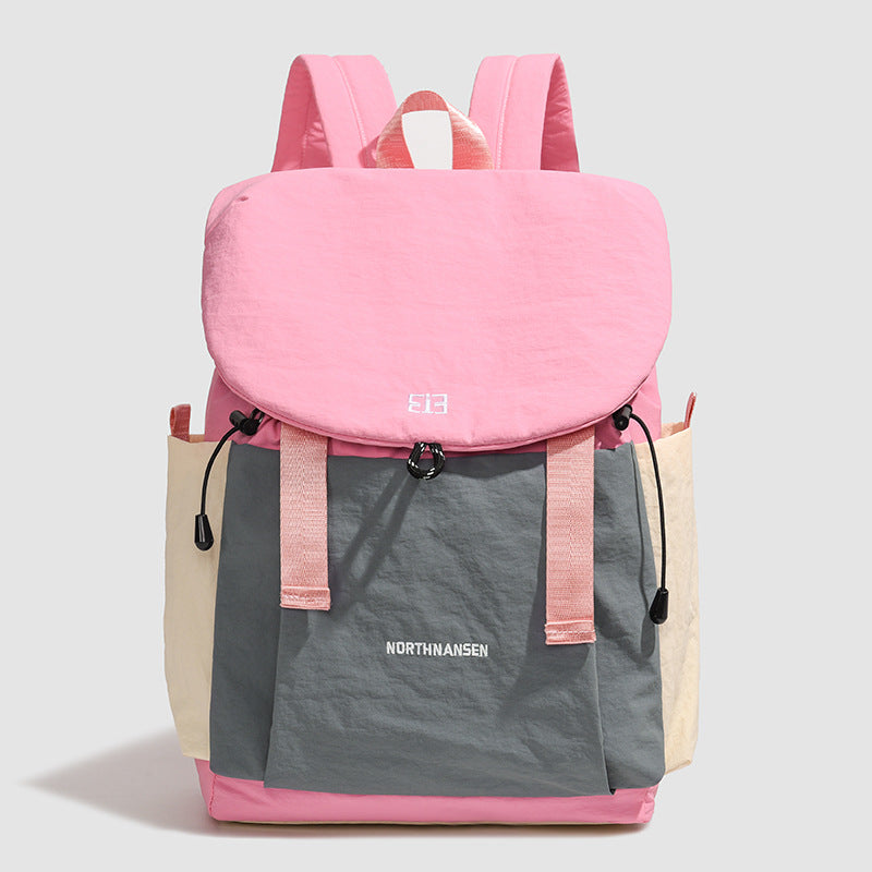 Women's travel backpack pink gray - feminine casual design