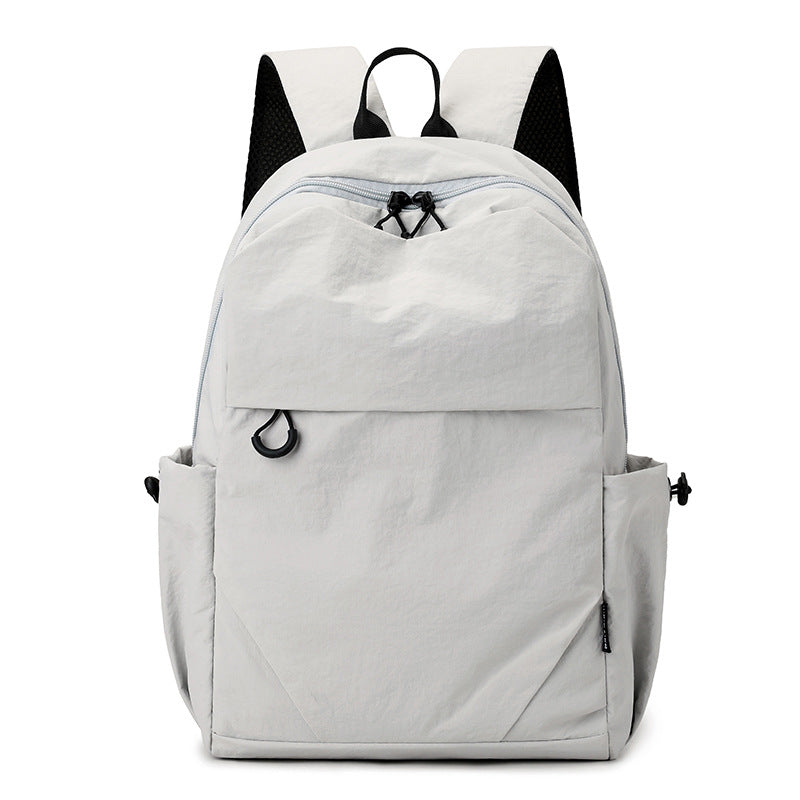 Mini nylon backpack light gray large - roomy daily backpack