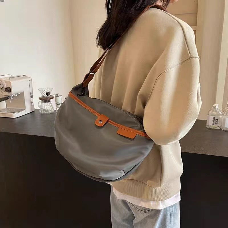 Nylon oxford cloth crossbody bag gray - versatile casual shoulder bag