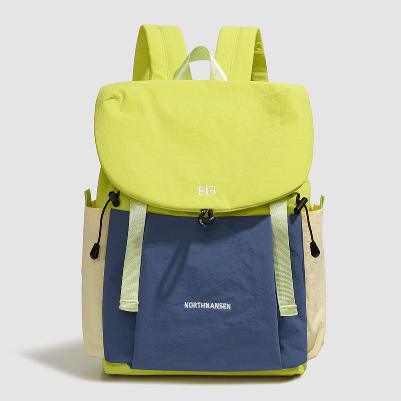 Women's travel backpack green blue - sporty outdoor bag