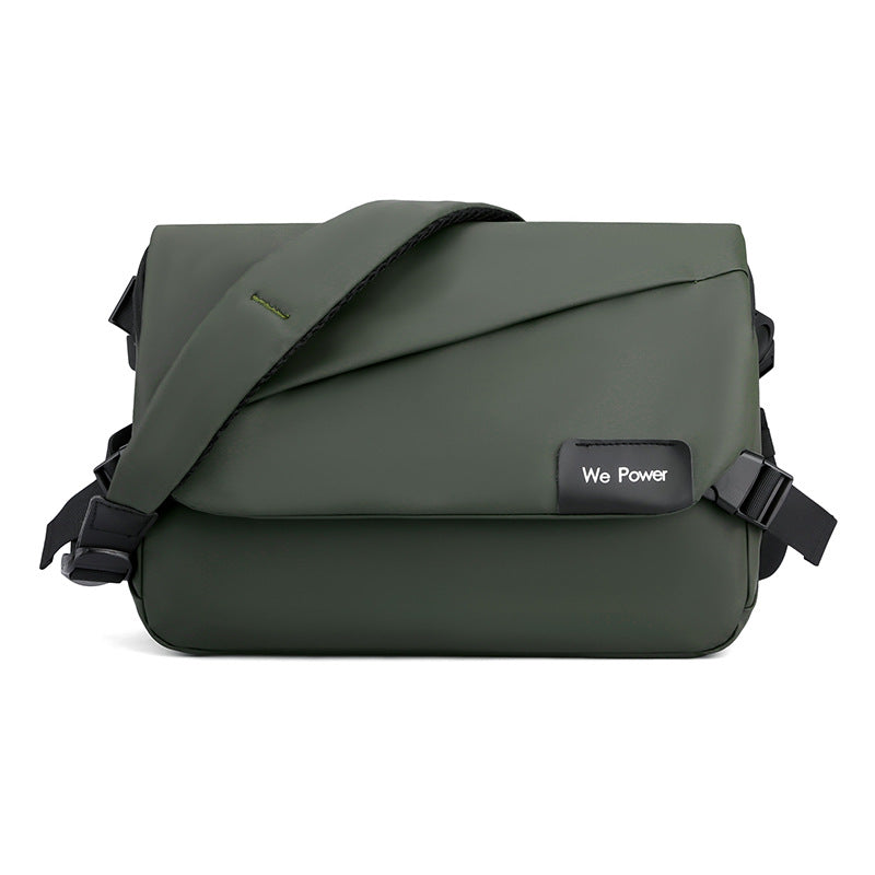 Men's PU leather crossbody bag army green - casual messenger