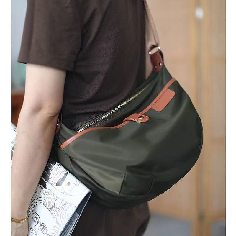 Nylon oxford cloth crossbody bag detail shot - quality construction