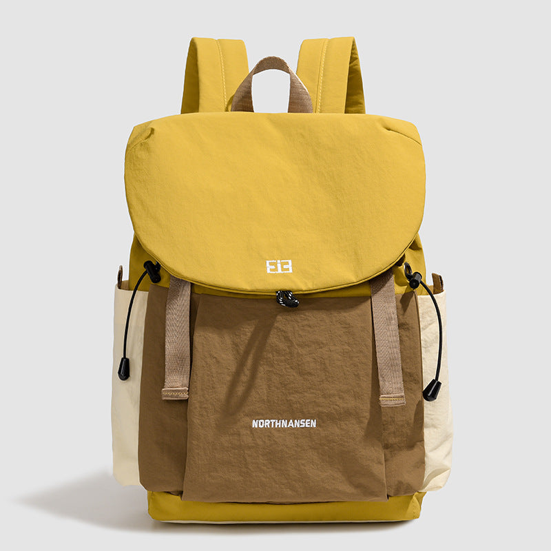 Women's travel backpack yellow brown - cheerful travel companion