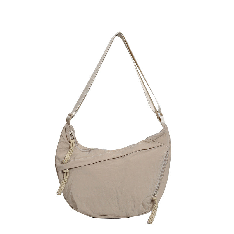 Nylon Dumpling Shoulder Bag - Lightweight Crossbody for Women Everyday Casual White