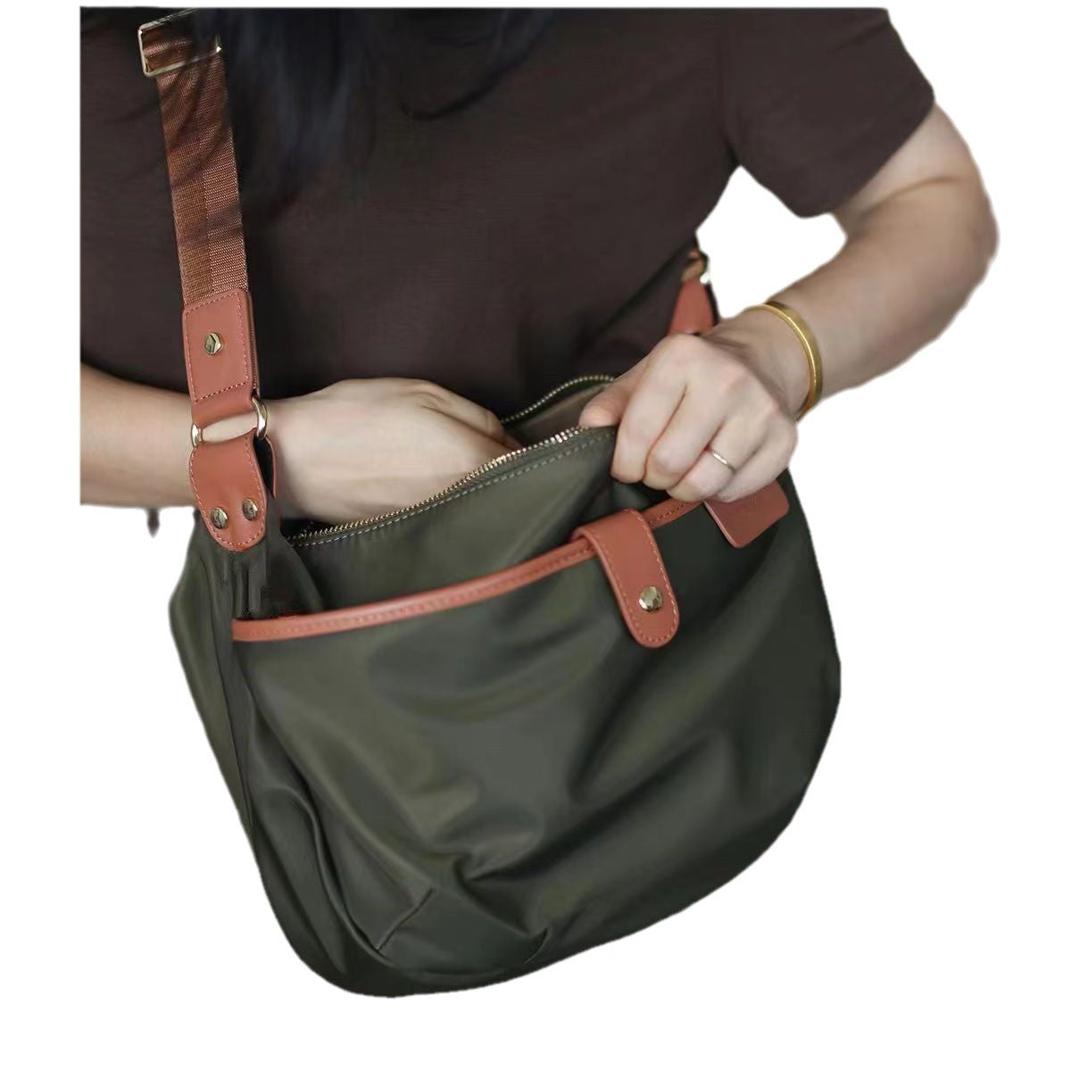 Nylon oxford cloth crossbody bag detail - quality oxford fabric