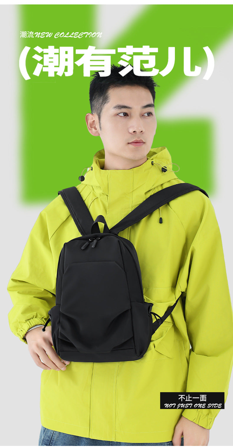 Casual Cross-Border Small Backpack for Men Wholesale Trendy Cool Solid Color Versatile Lightweight Travel Backpack