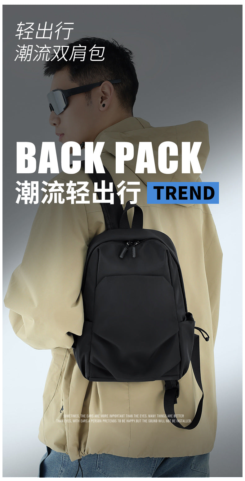 Casual Cross-Border Small Backpack for Men Wholesale Trendy Cool Solid Color Versatile Lightweight Travel Backpack