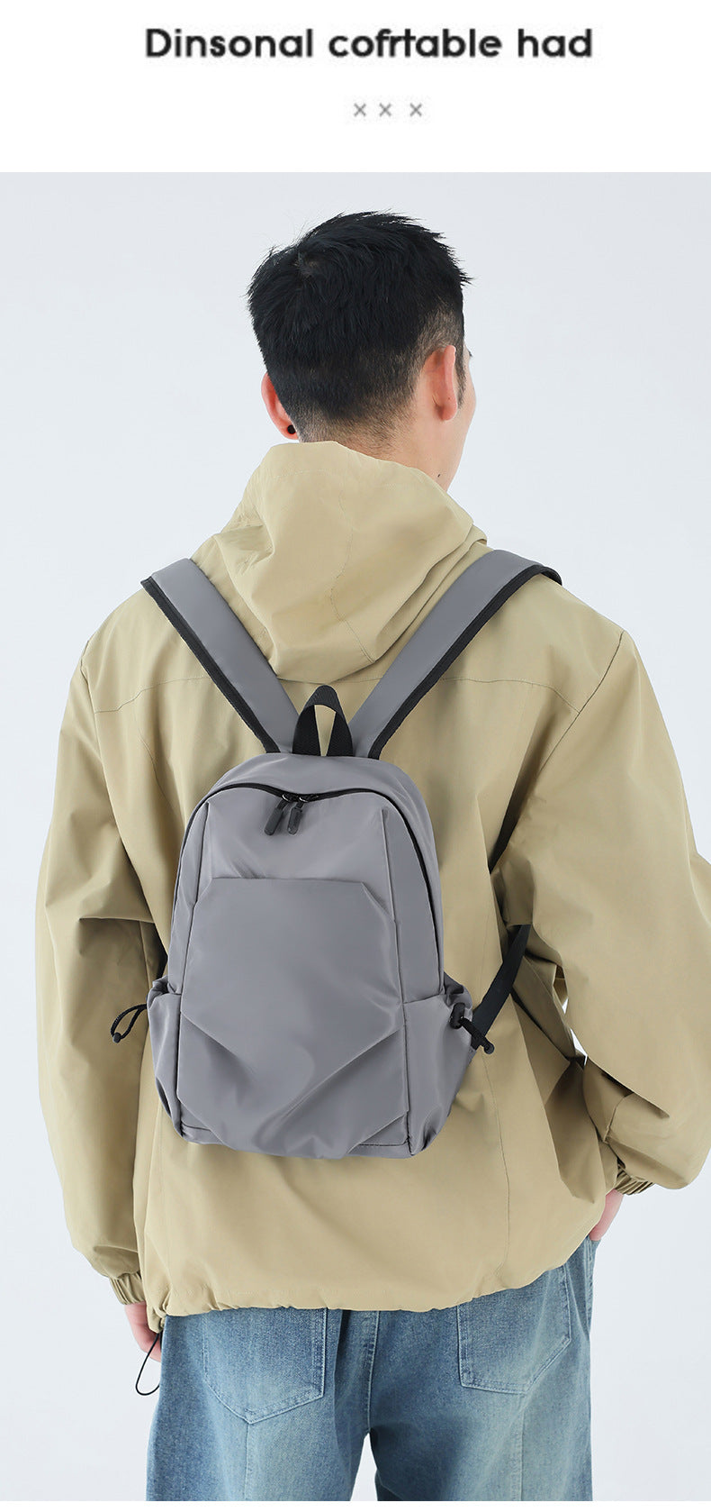 Casual Cross-Border Small Backpack for Men Wholesale Trendy Cool Solid Color Versatile Lightweight Travel Backpack