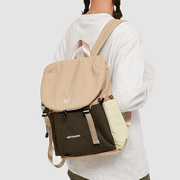 Women's travel backpack interior view - multiple compartments