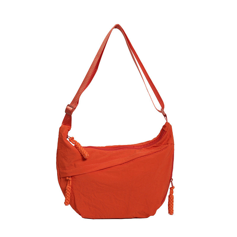 Nylon Dumpling Shoulder Bag - Lightweight Crossbody for Women Everyday Casual Orange Red