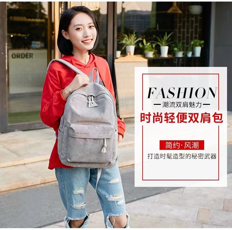 College style backpack side view - spacious design