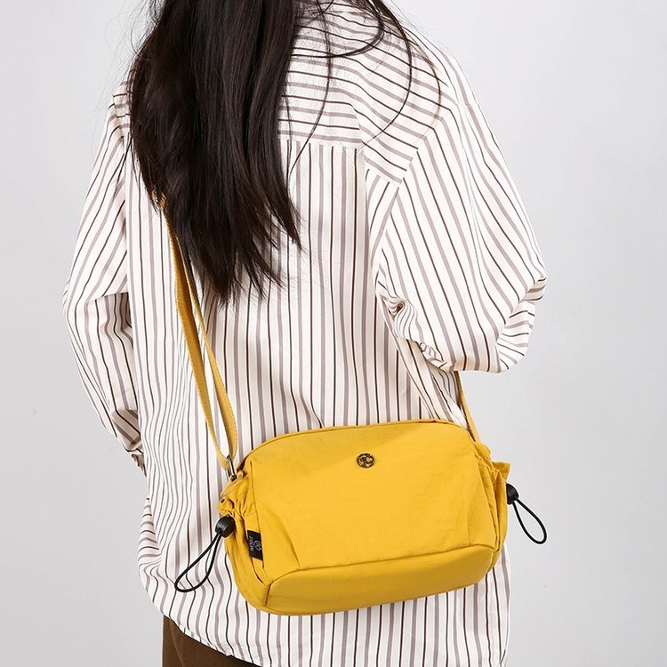 Women's nylon crossbody bag yellow - lightweight casual saddle bag