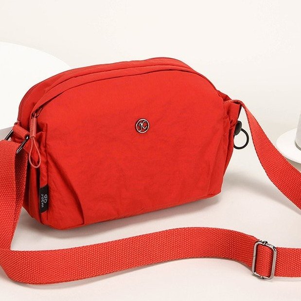 Women's nylon crossbody bag red - vibrant saddle style