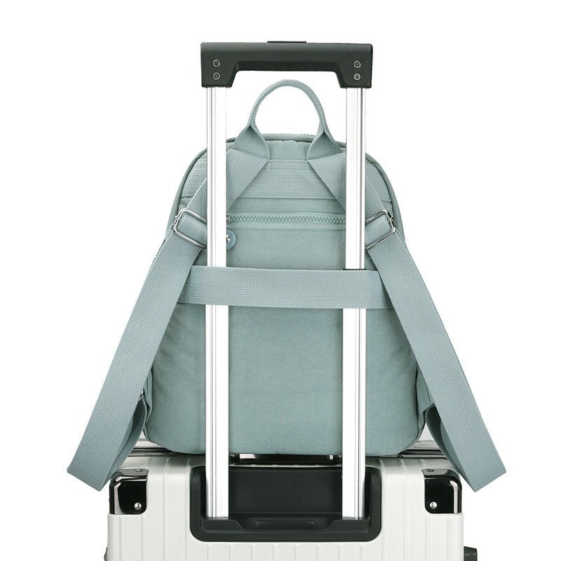 Women's nylon oxford backpack pocket detail - organized storage