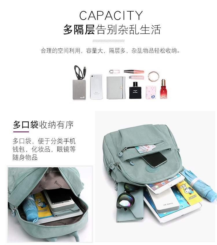 Women's nylon oxford backpack showcase - complete product view