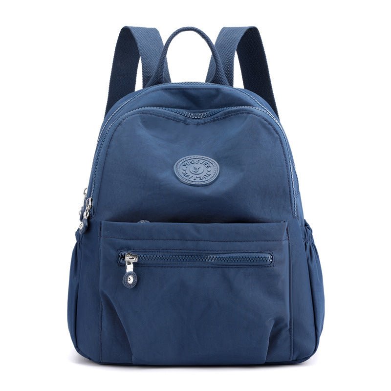 Women's nylon oxford backpack dark blue - lightweight daily backpack