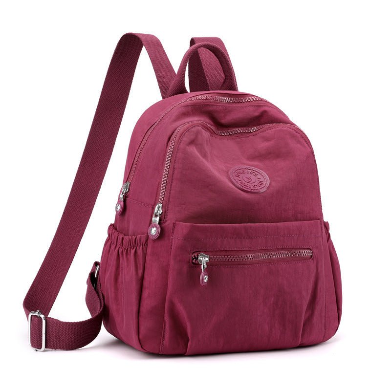 Women's nylon oxford backpack back view - padded shoulder straps