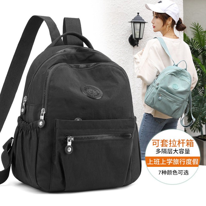 Women's nylon oxford backpack zipper detail - quality hardware