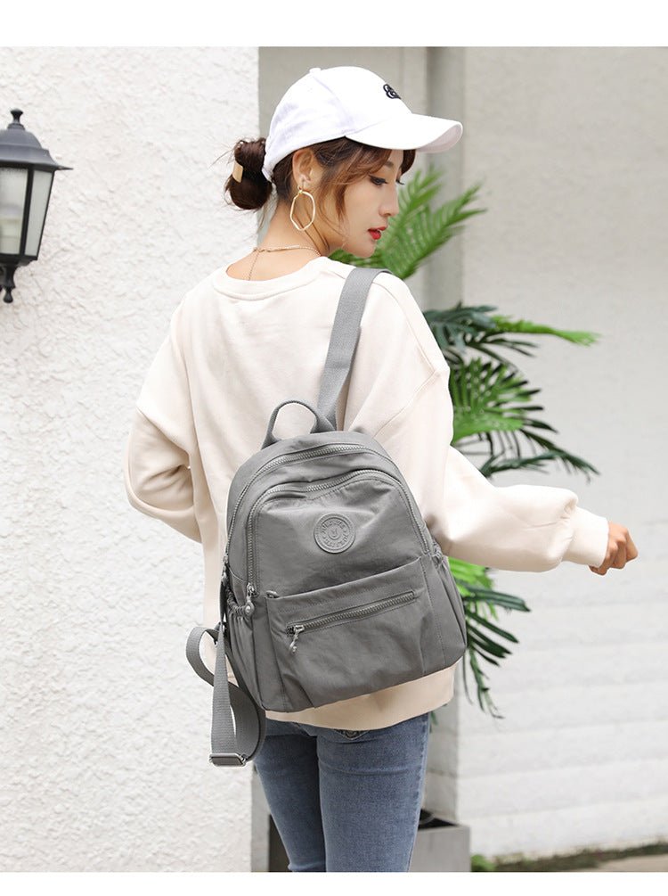 Women's nylon oxford backpack detail shot - quality construction